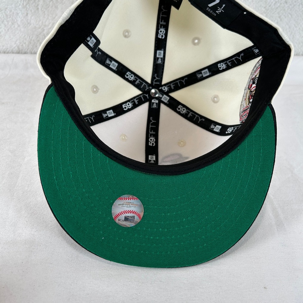 New Era 59FIFTY Cincinnati Reds Hat 7 1/2 Cream Black Mr Redlegs World Series - Picture 9 of 9